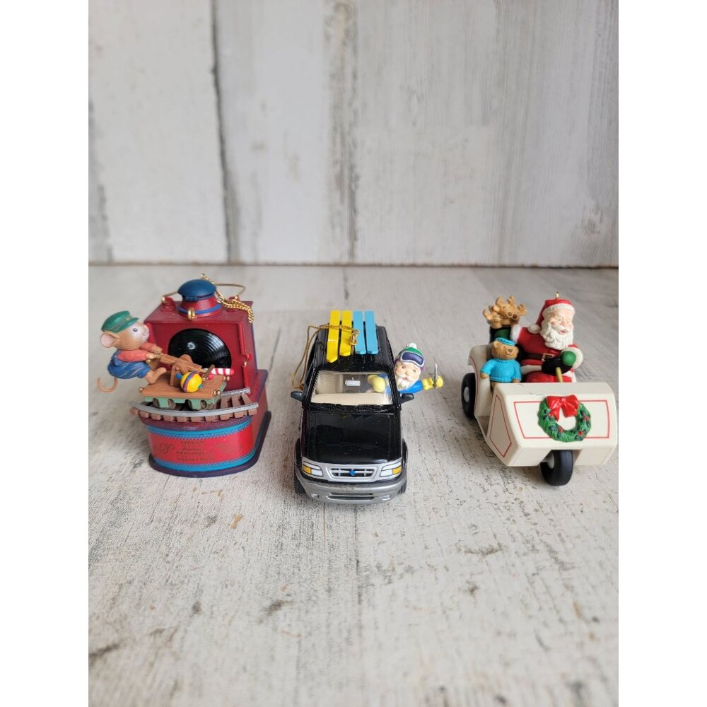 Vintage car Santa Claus‎ mouse golf ornament Xmas variety set